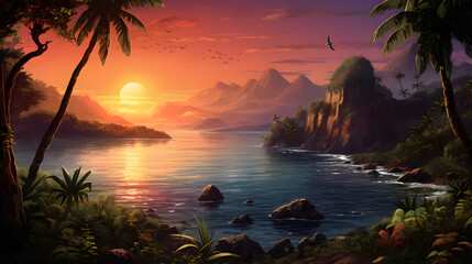 Beautiful color island sunset original painting wallpaper image ,,
Happy Valentine's Day Background Pro Vector

