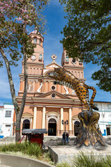 Amalfi, Antioquia - Colombia. September 20, 2023. The Immaculate Conception, Catholic temple located in the main park of the municipality