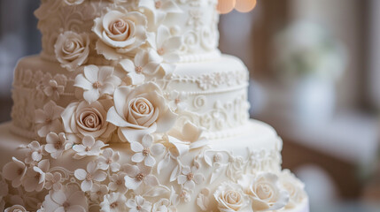 White Wedding cake with copy space 