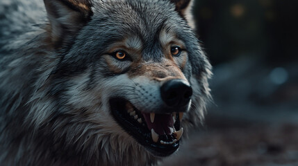 grin of a wolf close up photo