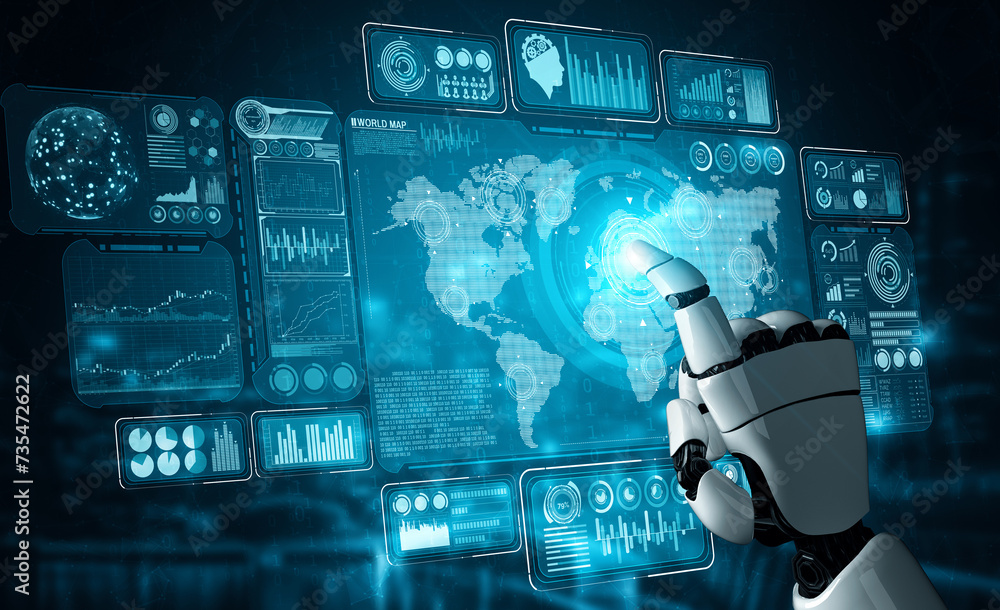 Poster xai 3d rendering artificial intelligence ai research of robot and cyborg development for future of p