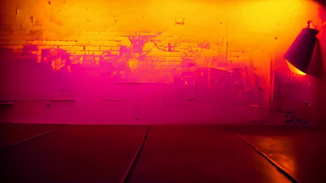 Yellow Purple Grunge Brick Wall Generative AI