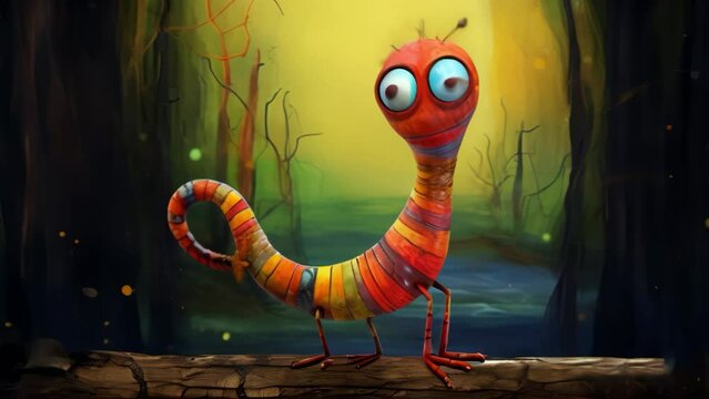 Colorful caterpillar animation