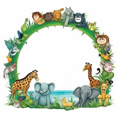 frame with animals