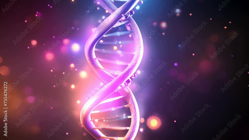 Poster digital image of a purple and blue double-stranded structure generative ai
