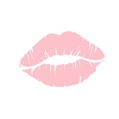 Pink lips print isolated