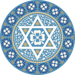 Judaica art round  plate ornament