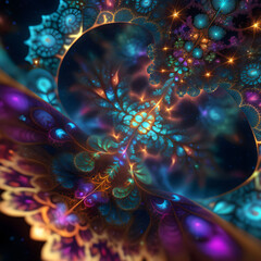 An intricate and colorful piece of fractal art.
