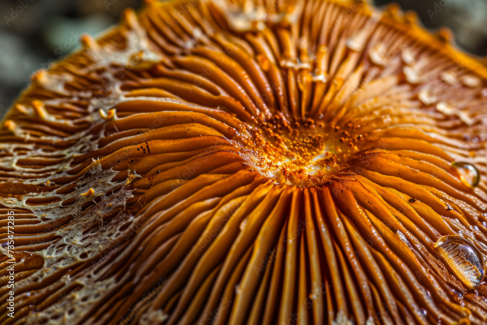 Poster mushrooms macro close-up. background with selective focus and copy space