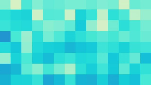 Teal geometric geometric background. Flashing abstract pixels background. Random small squares. Looping footage.