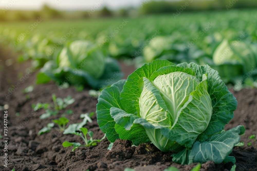 Poster cabbage harvest. background with selective focus and copy space