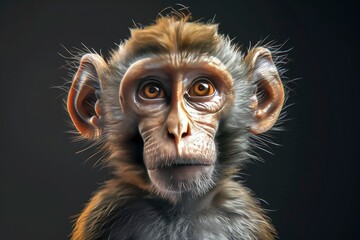 monkey portrait on black background, highly detailed - generative ai - obrazy, fototapety, plakaty
