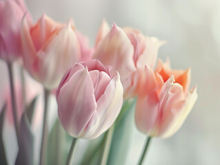 Fresh pink and white tulips