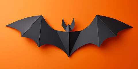 Fototapeta premium Black and orange halloween bat banner