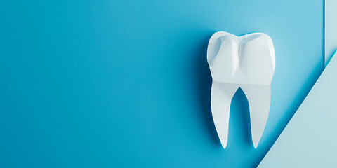 Tooth on blue background: Dental care banner