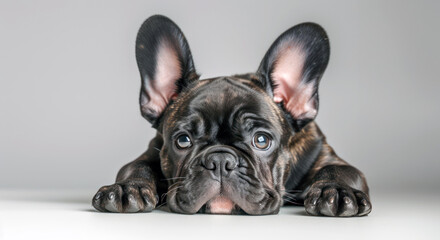 Cute French Bulldog lying down - adorable canine companion portrait