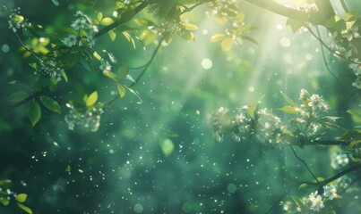 Enchanting Summer Banner: Bright Daytime Fantasy with Sparkling Colors and Fresh Blossoms with Copyspace