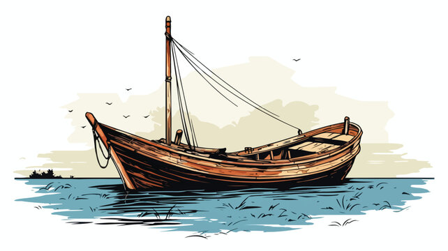 Old boat illustration vector -