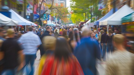 Blur Outdoor Market Street Festival events with people