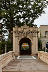 Fototapeta na wymiar Classic Italian Renaissance architecture featured on formal garden gateway entrance