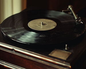 Vintage Vinyl: The Warm Groove of Retro Music Emanating from an Antique Record Player