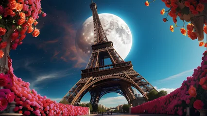 Foto op Canvas The Eiffel Tower during a Valentines Day celebration © Leigh