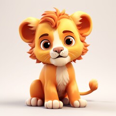 young lion. icon like 3D rendering character. 