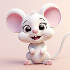 young smiling mouse. 3D illustration. 