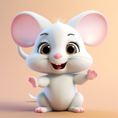 young smiling mouse. 3D illustration. 