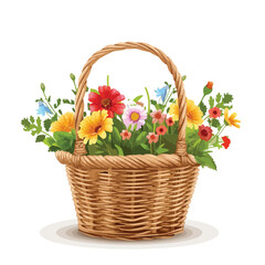 Fototapeta na wymiar easter basket with flowers