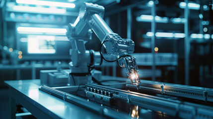 Advanced robotic automation technology in modern industrial manufacturing process