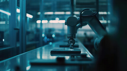 Advanced robotic automation technology in modern industrial manufacturing process - obrazy, fototapety, plakaty