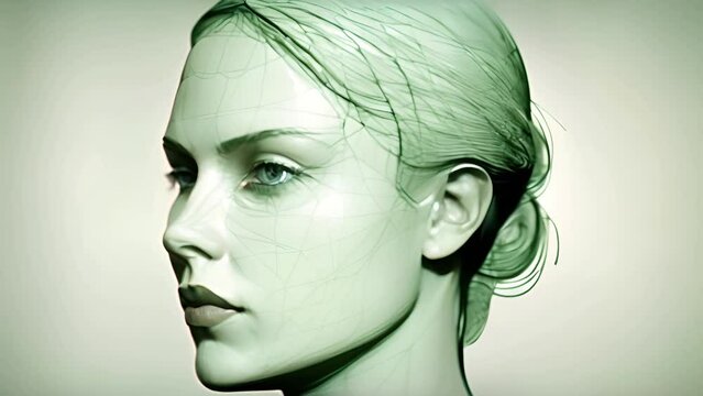 Computer Generated Woman Transforming into Person Generative AI