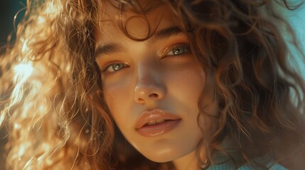 Beauty girl with long and shiny wavy Hair coloring and toning shatush and balayash Beautiful woman model with curly hairstyle