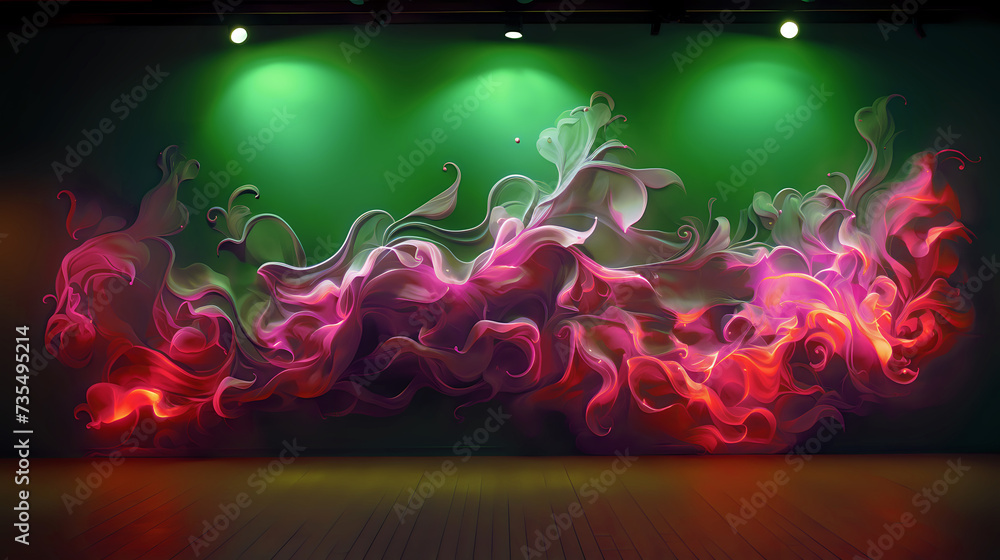 Aufkleber vivid dance of abstract flames on stage. this dynamic wide-format image captures the essence of move