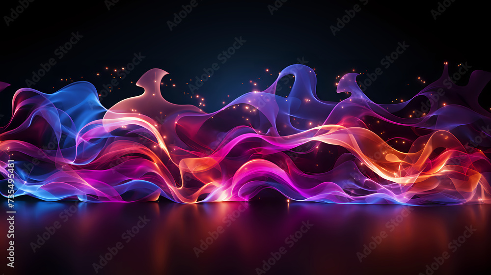Poster ethereal abstract light waves. mesmerizing abstract waves of light, perfect for backgrounds in web d