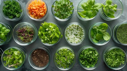 Obraz premium Hydroponic Herb Garden Kitchen Flat Lay
