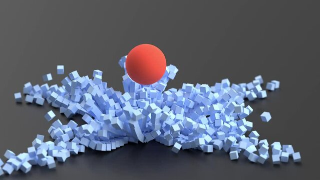 demolition ball satisfying 3d animation. can be used to represent a demolished structure, heavy object concept or chaos collapse mind psychology.