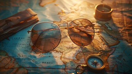 Fototapeta premium Tropical Island Exploration Flat Lay