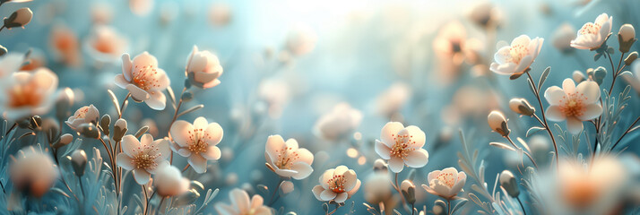 Spring Branches on Blue banner background