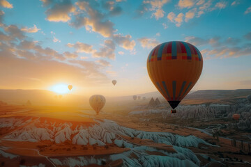 Hot air balloons at sunrise