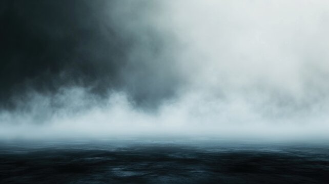 grainy gradient of foggy grey to stark black, creating a Mysterious Moonlit Sea with Dense Fog © Anna
