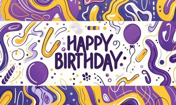 happy birthday card with a balloon on the greeting card Generative AI
