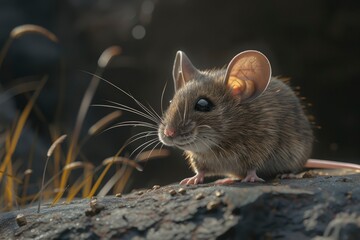 mouse portrait on black background, highly detailed - generative ai