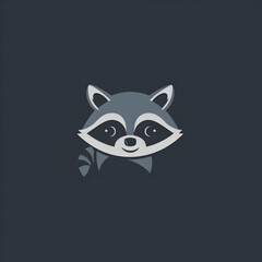 A logo illustration of a curious raccoon on a dark blue background. Created with generative AI.