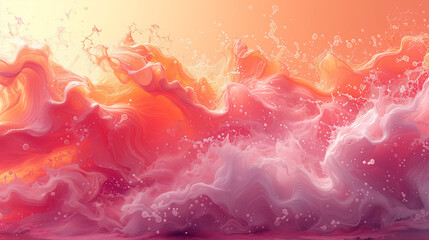 Soft Acrylic Abstraction waves, abstract background, Close-up of a Colorful Painting in Pink and Peach Colors