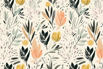Fototapeta premium Abstract seamless tile wallpaper pattern, hand-drawn style