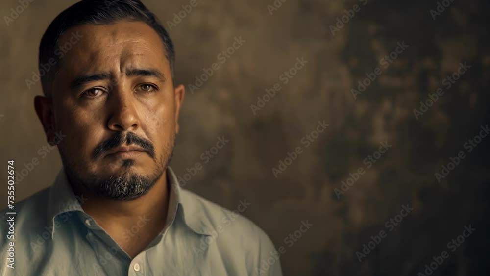 Poster a man of latino descent with a haunted expression his face a canvas of his struggles with ptsd and t