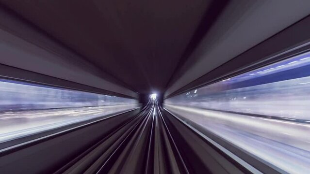 Metro Rail Riding through Tunnel _ Dubai, UAE