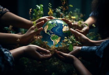 Group of People Holding a Globe